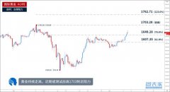 中一期货_手艺图表：黄金迅速走高 关注前高1703四周阻力_中一期货